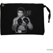 Muhammed Ali Poster Siyah Clutch Astarlı Cüzdan / El Çantası