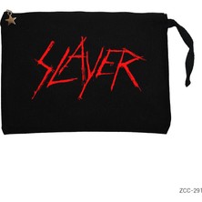 Slayer Logo Siyah Clutch Astarlı Cüzdan / El Çantası