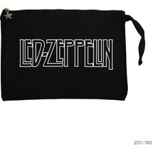 LED Zeppelin Outline Siyah Clutch Astarlı Cüzdan / El Çantası