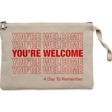 A Day Remember You Are Welcome Type Krem Clutch Astarlı Cüzdan / El Çantası