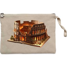 Roman View Book Krem Clutch Astarlı Cüzdan / El Çantası