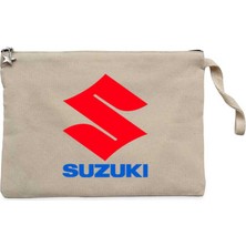 Suzuki Logo Text Krem Clutch Astarlı Cüzdan / El Çantası