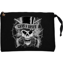 Guns N Roses Vintage Dameged Siyah Clutch Astarlı Cüzdan / El Çantası