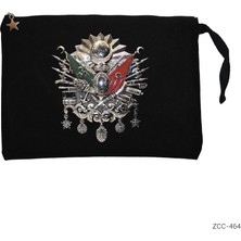 Osmanlı Arma Siyah Clutch Astarlı Cüzdan / El Çantası