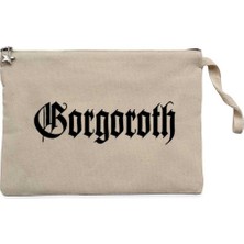 Gorgoroth Text Logo Krem Clutch Astarlı Cüzdan / El Çantası