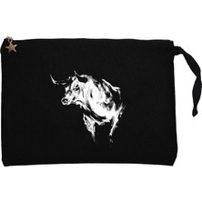 Boğa Silüet Siyah Clutch Astarlı Cüzdan / El Çantası