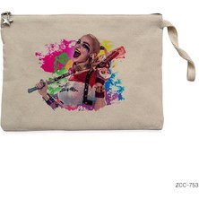 Suicide Squad Harley Quinn Happy Krem Clutch Astarlı Cüzdan / El Çantası