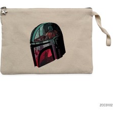 The Mandalorian Helmet Krem Clutch Astarlı Cüzdan / El Çantası