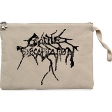 Cattle Decapitation Logo Krem Clutch Astarlı Cüzdan / El Çantası