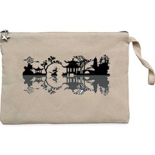 Black Chinese Reflection View Krem Clutch Astarlı Cüzdan / El Çantası