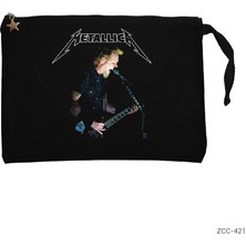 Metallica James Hetfield Guitar 2 Siyah Clutch Astarlı Cüzdan / El Çantası