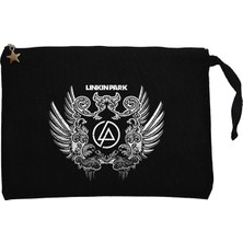 Linkin Park Wings Siyah Clutch Astarlı Cüzdan / El Çantası