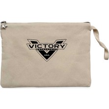 Victory Motorcycles Black Logo Krem Clutch Astarlı Cüzdan / El Çantası