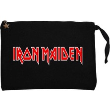 Iron Maiden Red Text Siyah Clutch Astarlı Cüzdan / El Çantası