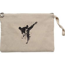 World Karete Fighter Krem Clutch Astarlı Cüzdan / El Çantası