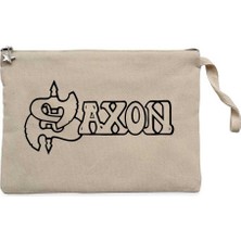 Saxon Logo Text Krem Clutch Astarlı Cüzdan / El Çantası