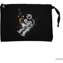 End Of Human Siyah Clutch Astarlı Cüzdan / El Çantası
