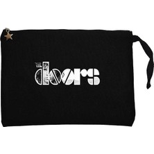The Doors Logo Siyah Clutch Astarlı Cüzdan / El Çantası