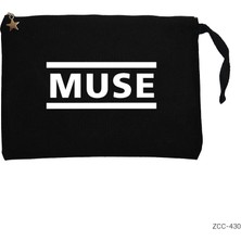 Muse Logo Siyah Clutch Astarlı Cüzdan / El Çantası