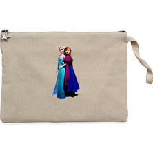 Karlar Ülkesi Elsa ve Anna Krem Clutch Astarlı Cüzdan / El Çantası