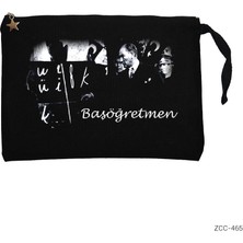 Atatürk Başöğretmen Siyah Clutch Astarlı Cüzdan / El Çantası