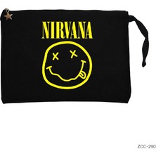 Nirvana Logo Siyah Clutch Astarlı Cüzdan / El Çantası
