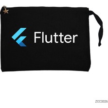 Flutter Siyah Clutch Astarlı Cüzdan / El Çantası