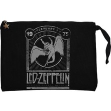 LED Zeppelin 1975 Siyah Clutch Astarlı Cüzdan / El Çantası