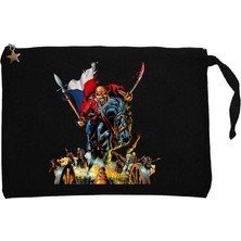 Iron Maiden Warriors Siyah Clutch Astarlı Cüzdan / El Çantası