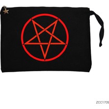 Pentagram Siyah Clutch Astarlı Cüzdan / El Çantası