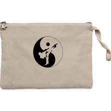 Karate Symmetry Martial Arts Krem Clutch Astarlı Cüzdan / El Çantası