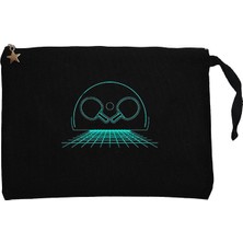 Ping Pong Cool Retro Siyah Clutch Astarlı Cüzdan / El Çantası