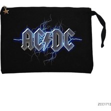 Ac Dc Electricity Siyah Clutch Astarlı Cüzdan / El Çantası
