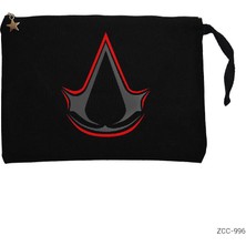 Assassins Creed Logo Redline Siyah Clutch Astarlı Cüzdan / El Çantası