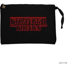 Stranger Things Logo Outline Siyah Clutch Astarlı Cüzdan / El Çantası
