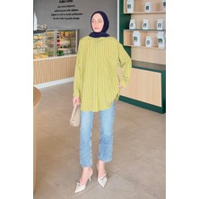 Lamis Tek Cepli Çizgili Gömlek Yağ Yeşili