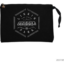 Linkin Park Skulls Siyah Clutch Astarlı Cüzdan / El Çantası