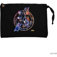 Avengers Infinity War Siyah Clutch Astarlı Cüzdan / El Çantası
