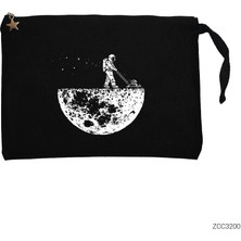 Moon Life Siyah Clutch Astarlı Cüzdan / El Çantası
