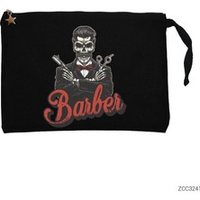 Z zepplin Barber Skull Siyah Clutch Astarlı Cüzdan / El Çantası