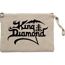 King Diamond Logo Krem Clutch Astarlı Cüzdan / El Çantası