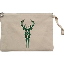 Milwaukee Bucks Logo Krem Clutch Astarlı Cüzdan / El Çantası
