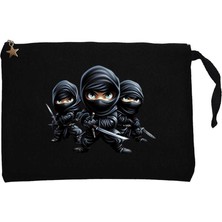 Childrens Ninjalar Siyah Clutch Astarlı Cüzdan / El Çantası