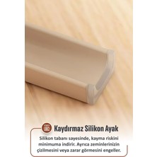 Ironika Kaymaz Ayaklı Dekoratif Iç Içe Geçebilen Plastik Tabure Mutfak Bahçe Taburesi 4 Adet Latte