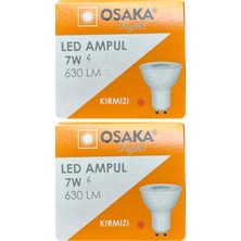 (2 Adet) Osaka 7W Kırmızı Işık GU10 Duylu Led Çanak Ampul