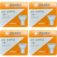 (4 Adet) Osaka 7W Kırmızı Işık GU10 Duylu Led Çanak Ampul