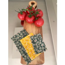 Home Papatya Desen Tekrar Kullanılabilen Doğal Balmumu(Balmumlu) Gıda Saklama Kumaş  Bez 3’lü