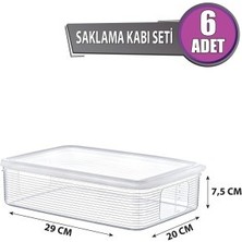 6 Adet Buzdolabı Düzenleyici Saklama Kabı Seti 3,5 Lt Şeffaf-Dipfrize Girebilen Saklama Kabı