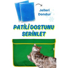 Miyav Serinletici Kedi Minderi 60×40 CM Yeşil - 2 Jel Dahil Su Geçirmez ve Katlanabilir Kumaş