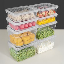 8'li Derin ve Sığ Mikrodalga Uyumlu Saklama Kabı Seti - Şeffaf Kapak Düzenleyici Mutfak Organizer S